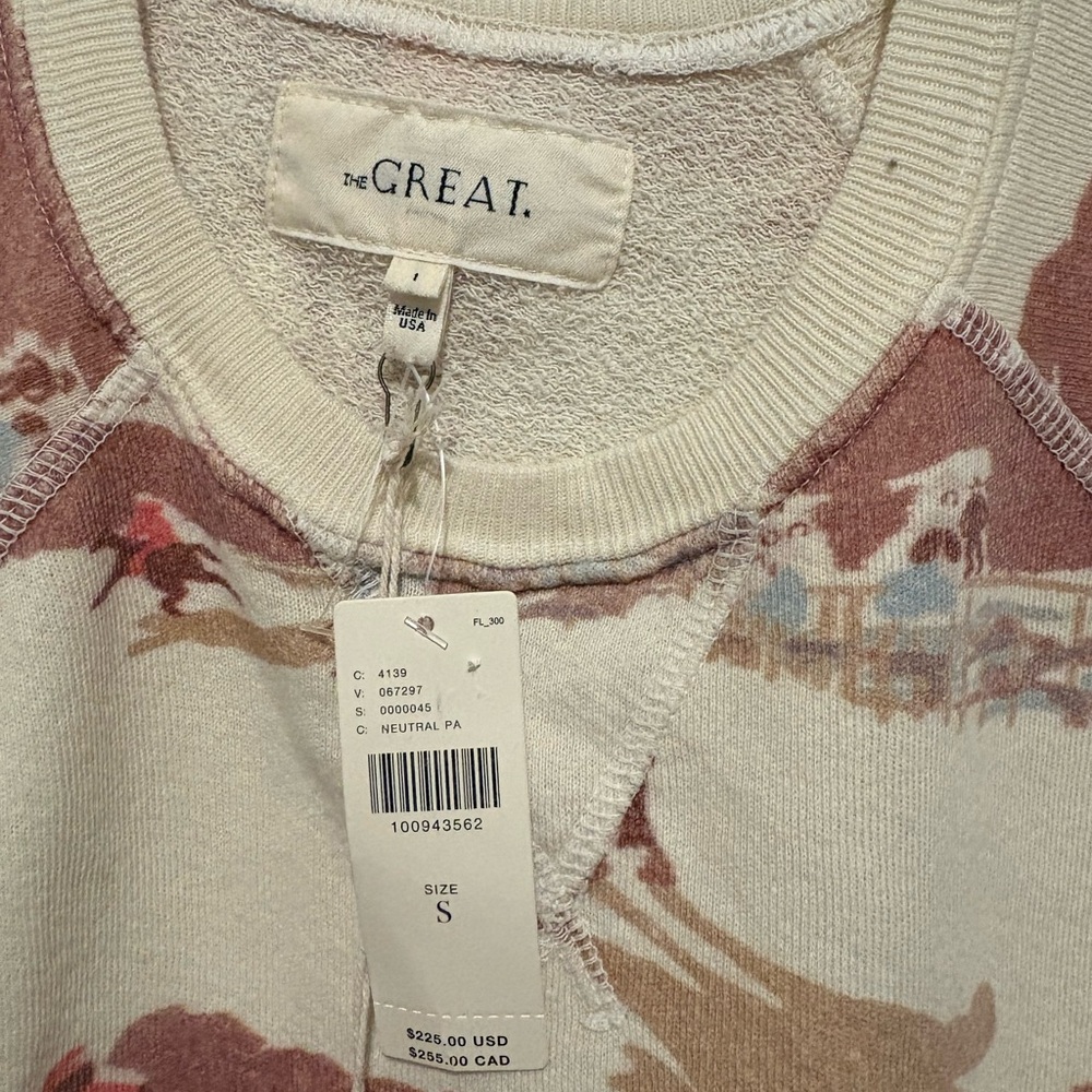 THE GREAT The Slouch Sweatshirt in Riding Horses Print Size 1 Small NWT - Picture 5 of 5
